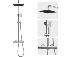 Auralum MAX Regendouche met Thermostaatkraan - Chroom Douchesysteem - Regendouche Ø 25.4 cm - Handdouche Ø 8.5 cm - Chroom