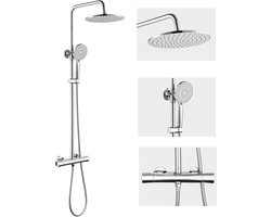 Auralum max Regendouche met Thermostaatkraan - Doucheset Chroom - Regendoucheset - Chroom Douchekolom met Thermostatische Mengkraan - 10 inch Douchekop