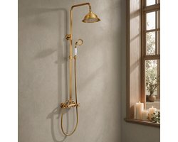 Auralum Max Regendouche - Retro Doucheset - Douchesysteem - Regendouche en Handdouche - Antiek Messing Regendoucheset - Waterbesparend - Goud