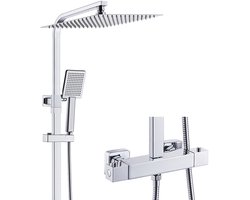 Auralum Max Regendouche RVS - Ø 30 cm - Doucheset - Vierkante Handdouche - Waterbesparend - Inclusief thermostaatkraan - Verstelbare Hoogte - Chroom