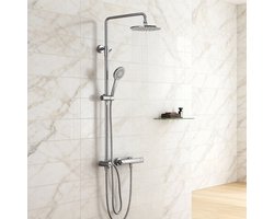 Auralum Max Regendouche - Zonder kraan - Regendouche Ø 22 cm - Handdouche met 3 functies - Hoogte Verstelbaar 75-110 cm - Chroom