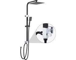Auralum Max Regendouche Zwart - Douchesysteem Met Omstelling Voor wandmontage - Waterbesparend - Hoogte Verstelbaar 69-113CM