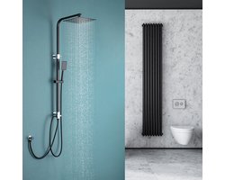 Auralum Max Regendouche Zwart - Douchesysteem Met Omstelling Voor wandmontage - Waterbesparend - Hoogte Verstelbaar 69-113CM