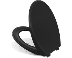 Auralum Max Toiletbril - Universele Vorm WC Bril - Duroplast - Zwart - Met Deksel - RVS Bevestiging - Met softclose - Toiletzitting