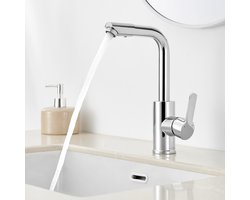 Auralum max Wastafelkraan - Badkamerkraan -Waterbesparend - 360° Draaibare - Badkamer Kraan - RVS - Chroom