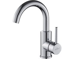 Auralum max Wastafelkraan Chroom - Badkamerkraan - 360° Draaibare uitloop - Warm & Koud - Inclusief Aansluit slangen 3/8 - Zilver