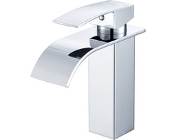 Auralum max Wastafelkraan Chroom - Watervalkraan Badkamerkraan - Wastafel Kraan - Mengkraan Wastafel - wastafelkraan klassiek - Badkamer Kraan