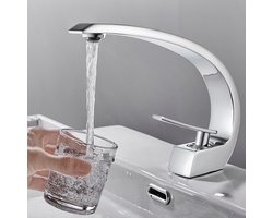 Auralum MAX Wastafelkraan - Hoge Uitloop - Badkamer & Keuken Kraan - inclusief aansluitingen - Wastafel Kraan - RVS - Wastafelmengkraan - Waterbesparend - Chroom