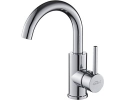 Auralum max Wastafelkraan Zilver - Badkamerkraan Chroom - 360° Draaibare - Badkamer Kraan - RVS