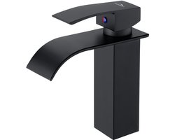 Auralum max Wastafelkraan Zwart - Wastafel Kraan - Badkamer Wastafelkraan - Moderne Stijl Eengreepskranen - Warm- en Kouderegeling