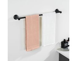 Auralum Max Zwart Dubbel Handdoekenrek - 24 Inch - Voor 2 Handdoeken - RVS - Modern Design - Draagvermogen 5 kg