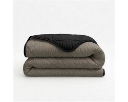 Aurello dekbed zonder overtrek Uni Tweezijdig - 200x200 cm met kussenslopen - Lazy dekbed - 100% Polyester - Taupe / Zwart