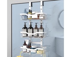 Aurixi® Doucherek aan Douchewand - Doucherek Zonder Boren - Doucherek Hoek - Wit - 17cm x 29cm x 62cm