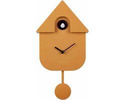 Aurixi® Koekoeksklok Modern - Wandklok - Uurwerk - Inclusief Gewichtsketting - Geel - 22cm x 4cm x 41cm