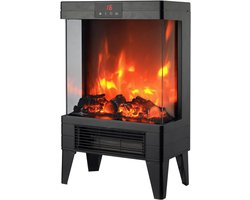 Aurixi® Sfeerhaard elektrisch - Sfeerhaarden -Sfeerhaard met Schouw- 18D x 32,8B x 52,5H centimeter - Gehard Glas - Zwart - ‎18cm x 33cm x 53cm