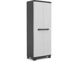 Aurixi® Tuinkast Kunststof - Tuinkast - Tuinkist - Lichtgrijs-Zwart - 39cm x 68cm x 173cm