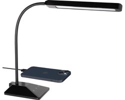Auronic Bureaulamp - Verstelbaar - LED - Dimbare klemlamp - USB Oplader - Wit en Warm Licht - Zwart