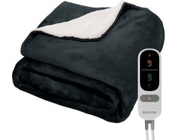 Auronic Elektrische Deken - Warmtedeken - Sherpa Fleece - 9 Hitte en Timerstanden - Bovendeken - 180x130 - 1 persoons - Antraciet