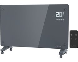 Auronic Elektrische Kachel – 2000W - Convectorkachel met Thermostaat, Timer en Afstandsbediening - Heater - Glazen Paneelverwarming - Badkamerverwarming - Grijs