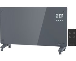 Auronic Elektrische Kachel – 2500W - Convectorkachel met Thermostaat, Timer en Afstandsbediening - Heater - Glazen Paneelverwarming - Badkamerverwarming - Grijs