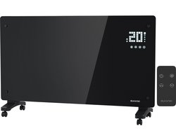 Auronic Elektrische Kachel – 2500W - Convectorkachel met Thermostaat, Timer en Afstandsbediening - Heater - Glazen Paneelverwarming - Woonkamer, Slaapkamer & Badkamer - Stil - Zwart