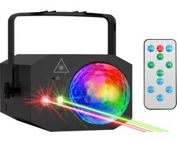 Auronic LED Discolamp - Party laser - Kinderen - Feestverlichting - Disco licht - Afstandsbediening en Muziekgestuurd - 3 Meter Kabel