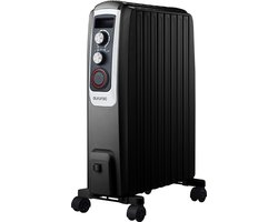 Auronic Olieradiator met Thermostaat - 2000W Elektrische kachel - Timer - 3 Standen - Zwart
