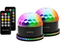 Auronic Roterende Discolamp - Duo Pack - Discobal - LED - Disco licht - Afstandsbediening en Muziekgestuurd - Kinderen/Volwassenen