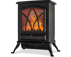 Auronic Sfeerhaard Elektrisch - Haard met Verwarming - 1000/2000 W - Kachel Vrijstaand - Realistisch Haard LED Licht - Zwart