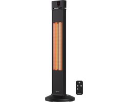 Auronic Terrasverwarmer - Infrarood Verwarming - Staand - 20m2 - Elektrisch - 2000W - Afstandsbediening - 3 Standen - Zwart