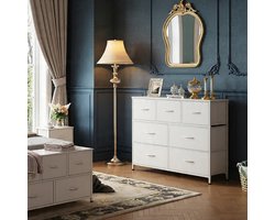 Aurora ladekast met 7 stoffenwinkels - Opbergkast voor slaap- en woonkamer met stabiel frame - Modern & lichtgewicht - Wit - Casa Serena – Afmetingen op aanvraag – Casa Dorada