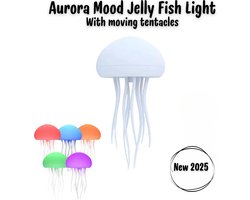 Aurora Mood Light - Kwallen Lamp - Jellyfish Lamp - LED Lamp met Bewegende Tentakels - Oplaadbare Sfeer Lamp - Voice Control Lamp - Touch Control Sfeerlicht - Dynamische LED Sfeerlamp - Kamerdecoratie Lamp - LED Nachtlamp - Moderne Tafellamp -