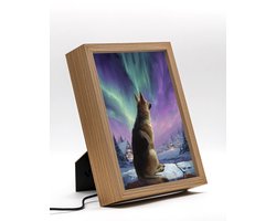 Aurora shepherd – 22×17 cm – Verlicht kunstwerk – LED licht portret nachtlampje – Dimbaar – Sfeerverlichting – Kinder Woon en Slaapkamer Wall Art Decor