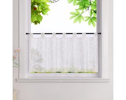 Ausbrenner vitrage korte gordijnen transparant lussen keuken gordijn twijgpatroon HxB 60x90cm Wit