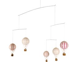 Authentic Models - Flying the Skies Mobile - baby mobiel - kinderkamer decoratie - babykamer decoratie - luchtballon decoratie - Roze