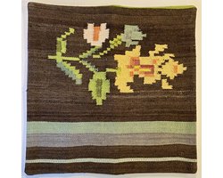 Authentiek Uniek Origineel Kelim Kussen | 50 x 50 cm | Handgeweven Kussen |100% Wol | Diverse Kleuren
