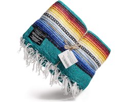 Authentieke handgeweven Mexicaanse deken - premium yogadeken en buitendeken - perfect voor camping, strand, picknick en auto - Agua