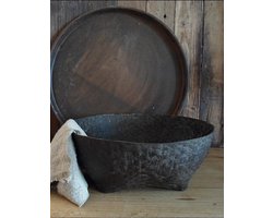 Authentieke leemmand L, dia 40 cm, hoog 15 cm / Oude leemmand L