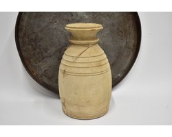Authentieke licht bruine houten Nepalese pot / kruik H 38 cm - Oude houten Nepalese pot - landelijke sober stoer (31)