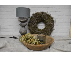 Authentieke Nepalese houten schaal Ø 39 cm / Oude houten landelijke schaal handgemaakt - sober robuust Landelijk geleefd.(36)