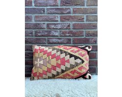 Authentieke Vintage Kussenhoes 30x50 cm - Handgemaakt voor Unieke Decoratie - Warme Sfeer voor Thuis - 100 Wol