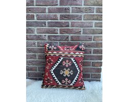 Authentieke Vintage Kussenhoes 40x40 cm - Handgemaakt voor Unieke Decoratie - %100 Wol