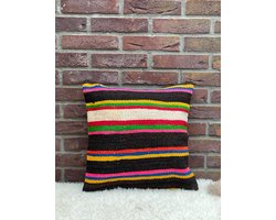 Authentieke Vintage Kussenhoes 40x40 cm - Handgemaakt voor Unieke Decoratie - Warme Sfeer voor Thuis - 100 Wol