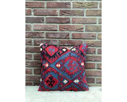 Authentieke Vintage Kussenhoes 40x40 cm - Handgemaakt voor Unieke Decoratie - Warme Sfeer voor Thuis - 100 Wol