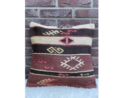 Authentieke Vintage Kussenhoes 40x40 cm - Handgemaakt voor Unieke Decoratie - Warme Sfeer voor Thuis - 100 Wol