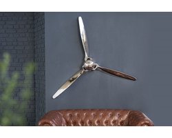 Authentieke wanddecoratie SCREW III 60cm zilveren vliegtuigpropeller - 37604