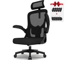 Authmic Bureaustoel – Ergonomische Bureaustoel – 5D Lendensteun & 3D Hoofdsteun – Zacht Gewatteerde Opklapbare Armleuningen – 130° Kantelbare Rugleuning – Ademend Mesh – Comfortabel & Volledig Verstelbaar – Office Chair voor Volwassenen