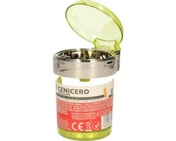 Auto asbak met LED lamp verlichting en klepje - groen - 11 x 8 cm