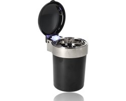 Auto Asbak voor Bekerhouder – Met Deksel en LED Verlichting – Universele Rookvrije Asbak voor Auto, Buiten & Vrachtwagen – Ø7.7 cm – Blauw Licht