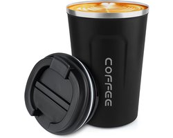 Auto koffiebeker - Beker -travel mug - koffiekopjes - waterbeker - Zwart - 380 ml